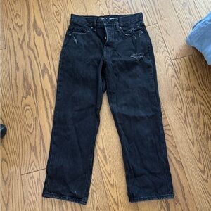 Old navy slouchy straight black jeans cropped women’s